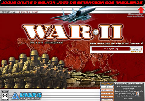 telas de exemplo do war online